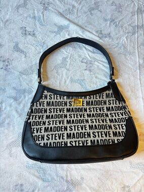 Steve Madden Black and White Logo Shoulder Bag